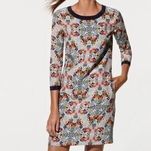 J.Crew Misty Fog Floral 100% Silk Sheath Dress Lightweight Spring Staple Size 6